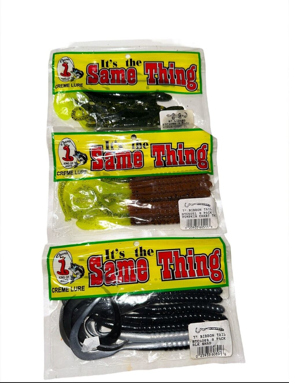 CREME Its The Same Thing 7” Lizzard Ribbon Tail Black Shad Pumpkin Watermelon 6”
